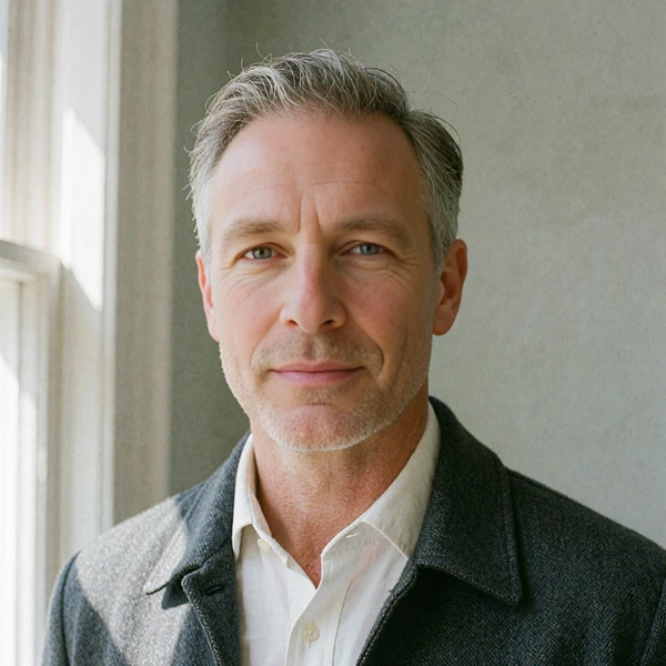 Portrait of a distinguished man in a charcoal jacket representing an illustrative community voice